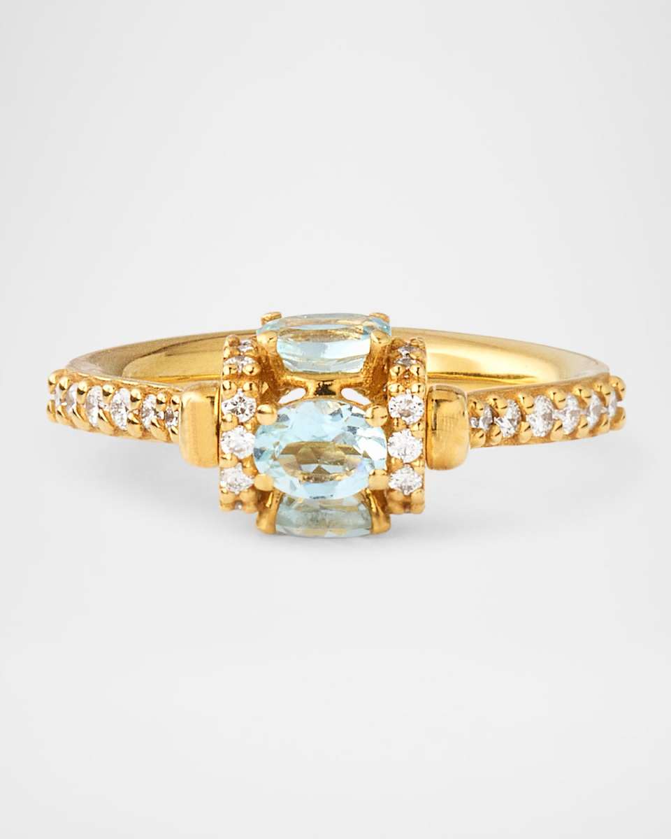 Procida Ring in 18K Yellow Gold with Aquamarine and Diamonds